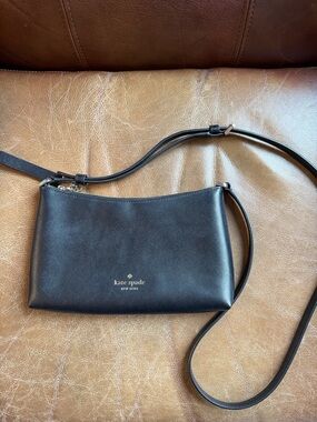 kate spade Black Saffiano Crossbody Wristlet with Gold Logo